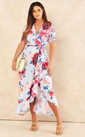ELAINE Floral Midi Wrap Dress